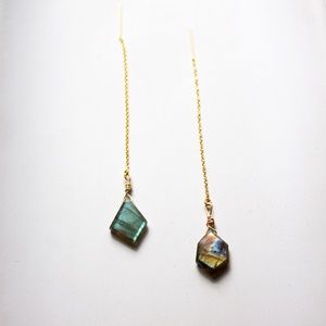 Fiery Labradorite (multicolored stone) Gold Fill Threaders